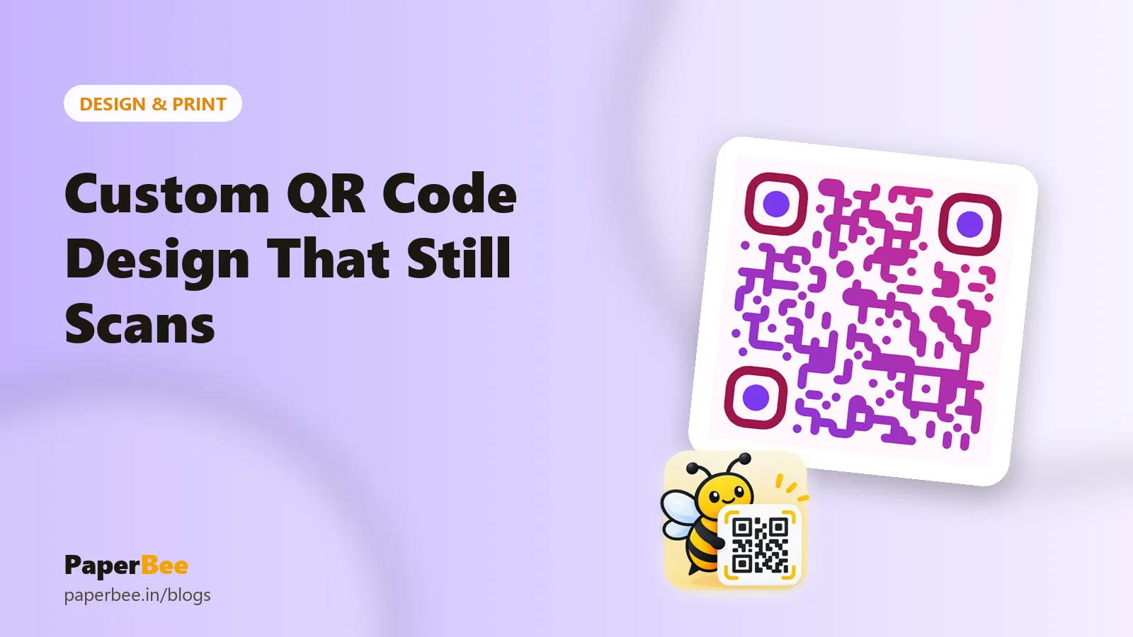A purple and pink gradient QR code with rounded dots, illustrating custom QR code design