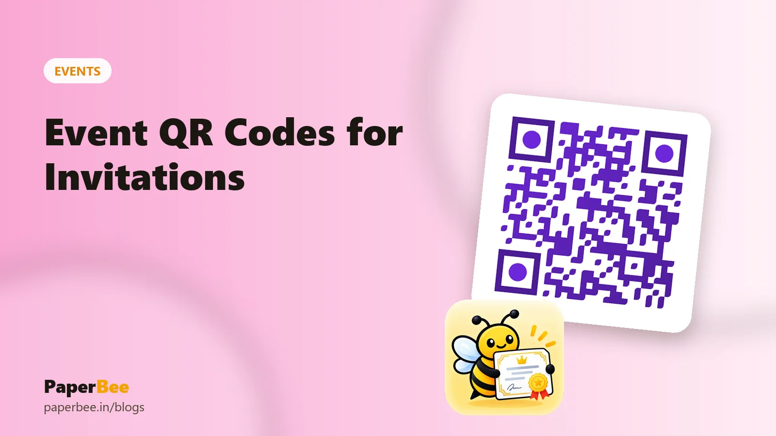 A purple QR code with the title Event QR Codes for Invitations