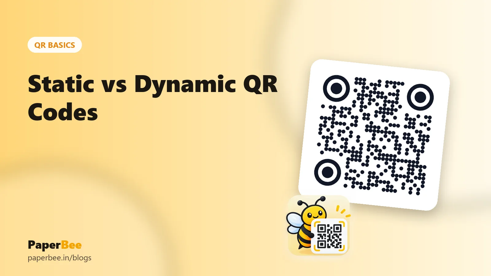 A black dotted QR code with the title Static vs Dynamic QR Codes