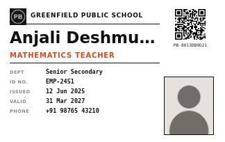 Real PaperBee staff ID card template with a minimal black-and-white monochrome design